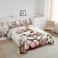 thumbnail image 3 of Erosebridal Ensembles de Literie Kawaii Lapins avec Couette, Œufs de Pâques Roses Fleur Housse de Couette, Réversible 3 Pcs, 3 of 8