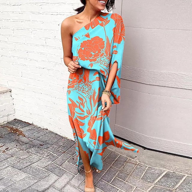 Women‘s Spring Fashion 2023 One Shoulder Ruched Bodycon Dresses Sexy Fitted Cocktail Party Dress