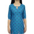 thumbnail image 3 of Bimba Tunique Imprimée pour Femme Kurti Kurta en Georgette Bleue Blouse Indienne Longue-16, 3 of 7