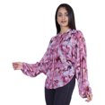 thumbnail image 2 of Moomaya Chemise Boutonnée Imprimée pour Femme Col Mandarin Manches Longues Haut d'Été, 2 of 7