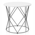 thumbnail image 1 of Furniture of America Borche Table d'Appoint Ronde Industrielle en Bois, Blanche, 1 of 6