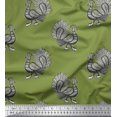 thumbnail image 1 of Soimoi Rayon Crepe Fabric Peacock Block Print Fabric by The Yard 46 Inch Wide, 1 of 3