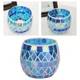 thumbnail image 3 of Scented Glass Candle Holder, Glass Tea Light Stand Purple Blue Mosaic  For Dining Table, 3 of 8