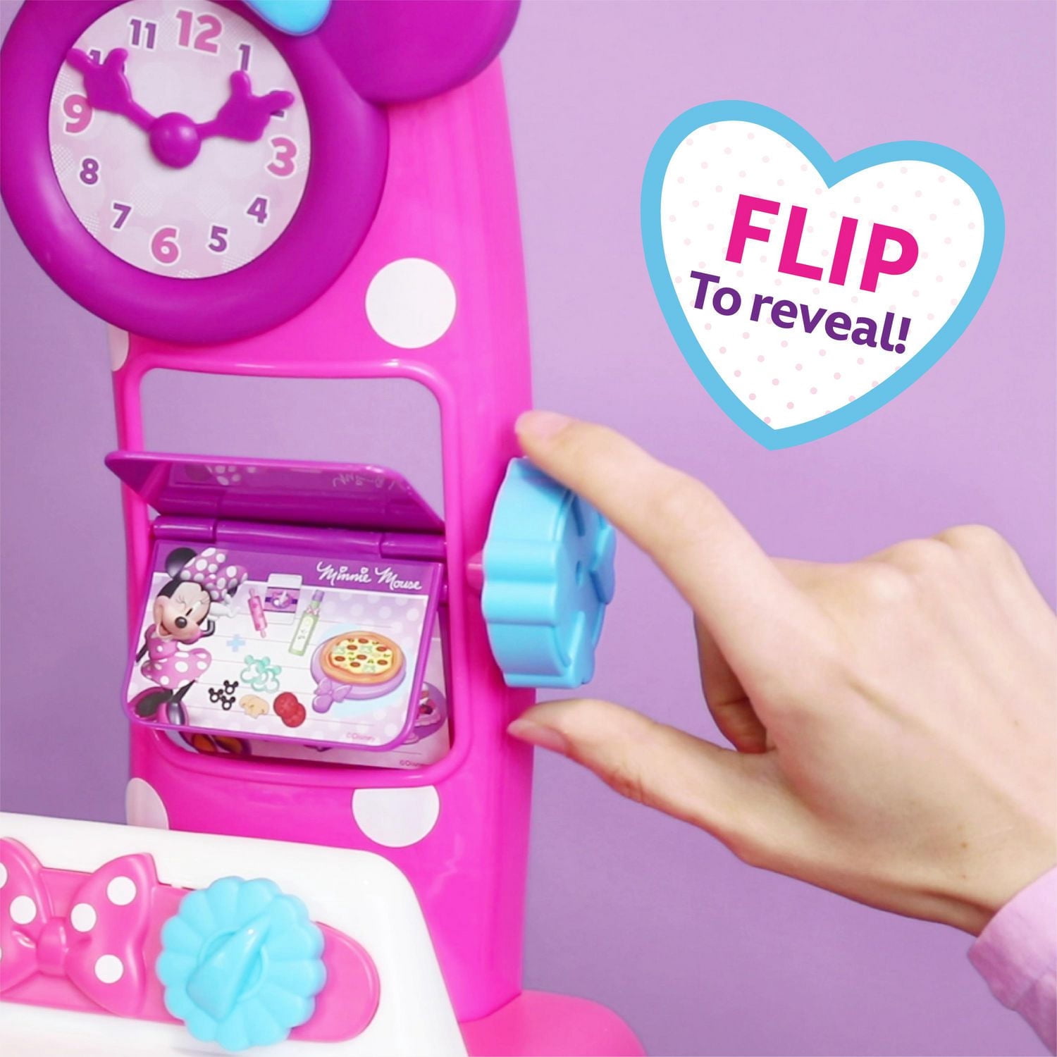Disney Junior Minnie Mouse Flipping Fun Pretend Play Kitchen Set, Play Food, Realistic Sounds