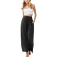 thumbnail image 1 of MIASHUI Girls Summer Loose Pants Solid Color Flower Wide Leg Beach Pants,Black,6-7 Years, 1 of 5