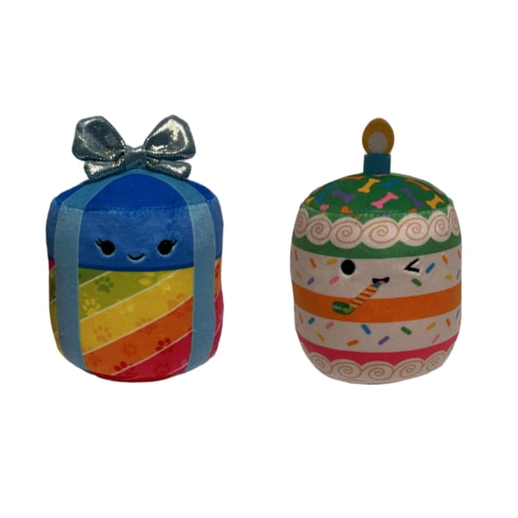 Confetti BarkDay Gift + Rubina BarkDay Cake Chew Mees by Original Squishmallows Pet Toy 2-Pack