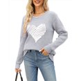 thumbnail image 2 of Gupgi Chandail Cœur d'Amour pour Femmes à Manches Longues, Col Ras du Cou, Tricot de la Saint-Valentin, 2 of 9