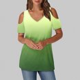 thumbnail image 2 of yoeyez Plus Size Short Sleeve Blouse Cold Shoulder V Neck Tunic Shirts Causal Color Block Tops Shirts Relaxed Fitted Comfy Pullover Blouse Limited Time Deals Green 2XL, 2 of 6