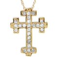 thumbnail image 1 of 1/2CT Diamond Cross Pendant Solid 14K Yellow Gold 3/4" Tall, 1 of 1