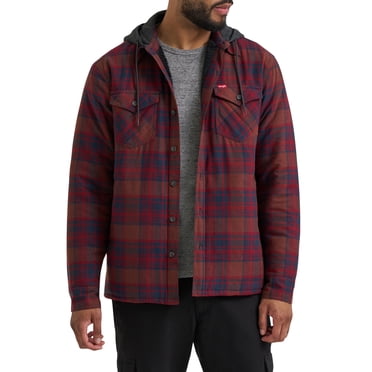 Wrangler® Men's Hooded Shirt Jacket, Burgundy