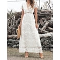 thumbnail image 1 of Women's White V Neck Lace Maxi Dress, 1 of 11