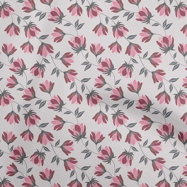oneOone Polyester Spandex Pink Fabric Floral Sewing Material Print Fabric By The Yard 56 Inch Wide
