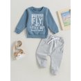thumbnail image 2 of FAROOT Baby Boys Pants Set,Crew Neck Letters Print Sweatshirt with Elastic Waist Sweatpants, 2 of 8