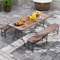 thumbnail image 2 of Gymax Ensemble de Pique-Nique Pliant 3 Pcs avec Table de 6 Pi et 2 Bancs pour Cour et Camping, 2 of 9