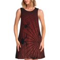 thumbnail image 1 of Xecao Araignées sur une Toile pour Robes d'Été pour Femmes Robes Décontractées de Plage Couvre-Maillots Robe T-Shirt Sans Manches Évasée avec Poches, 1 of 7