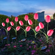 RRJ Solar Tulip Garden Lights Waterproof Outdoor Solar Stake Lights For Yard Lawns Patio Pathways, 31.5 Inch Tall Decorative Solar Powered Landscape Lighting, Stainless Steel Solar Flower Lights