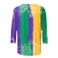 thumbnail image 5 of Penkiiy T-shirt Blouse Décontractée à Col Rond Manches 3/4 Mode Mardi Gras pour Femmes 3TG Multicolore, 5 of 5