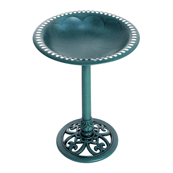 Outsunny Bain d'Oiseaux 27 Pieds' Extérieur en Résine avec Motif de Fleur de Lys