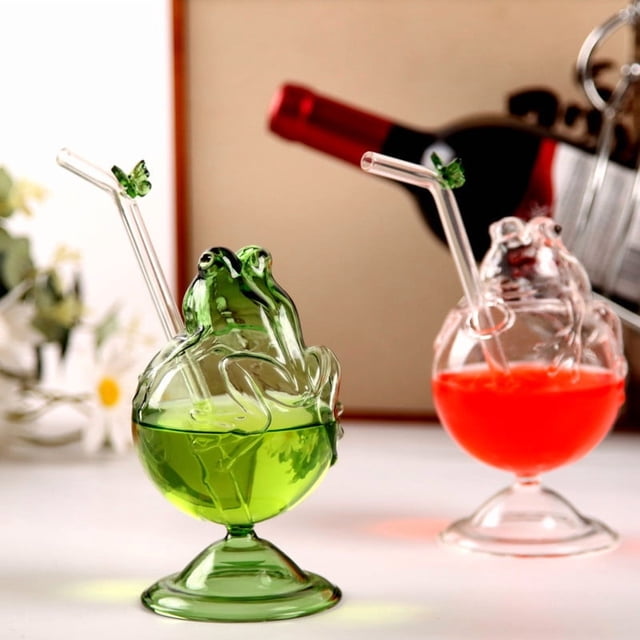 CQCYD 2Pcs Frog Cocktail Glass Crystal Whiskey Glass Fun Drinking Glassware For Home Bar Entertaining Party Use Gift