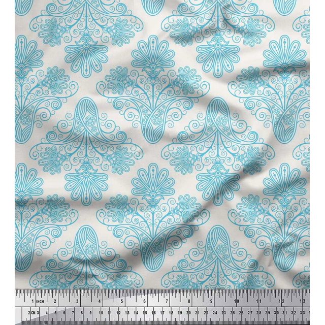 Soimoi Poly Georgette Fabric Swirls & Paisley Print Sewing Fabric Yard 42 Inch Wide
