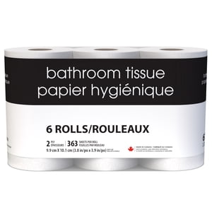 Black & White 6 Triple rouleau 363 Feuilles 2-Ply Tissu de salle de bains