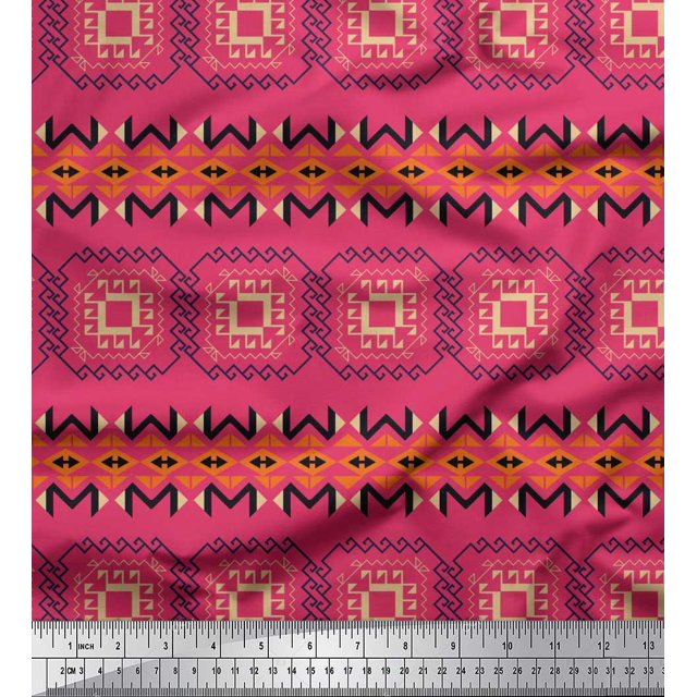 Soimoi Velvet Fabric Geometric African Print Fabric by Yard 58 Inch Wide