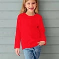 thumbnail image 4 of LOVZFMLL Hauts pour Petites Filles, T-Shirt de Pyjama à Col Rond à Manches Longues, Uni, Essentiel, Confortable, Polyvalent pour Tous les Jours, Superposition, Vêtements d'Automne 4-5 Ans Vêtements pour Filles, 4 of 7