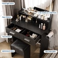 thumbnail image 2 of QinaQin Modern 32-Inch Dressing Table Set, 3-Color LED Mirror with Power Outlet, 2 Drawers, Stool and Hair Dryer Rack, Bedroom Vanity Desk, 2 of 6