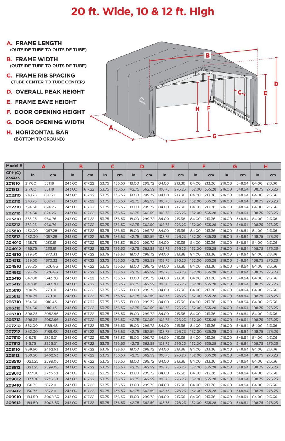 Garage ShelterTube classé vent/neige 20x27x10 Vrt