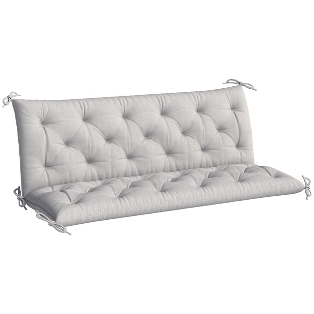 Outsunny Coussins de Remplacement pour Balançoire de Banc d'Extérieur 3 Places en Gris Pâle. le Coussin Présente un design Capitonné avec une construction Très Rembourrée pour Plus de Confort et de Durabilité. Fabriqué en Tissu polyester avec Rembourrage en Coton Doux, Mesure 59,1 Pouces de Large, 38,6 Pouces de long et 3,1 Pouces d'Épaisseur. Comprend des Cordes à Nouer pour une Fixation Sécuritaire aux Meubles d'Extérieur.