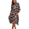 thumbnail image 4 of Liquidation Finale! Robe à Imprimé Floral pour Femmes, Col Montant, Manches Longues Bouffantes, Robe Trapèze en Mousseline, Fluide, de Soirée, Longue Maxi, 4 of 6