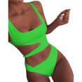 thumbnail image 2 of Neinkie Womens Scoop Neck Cutout Front Ruched Back High Cut Monokini One Piece Swimsuit, 2 of 7
