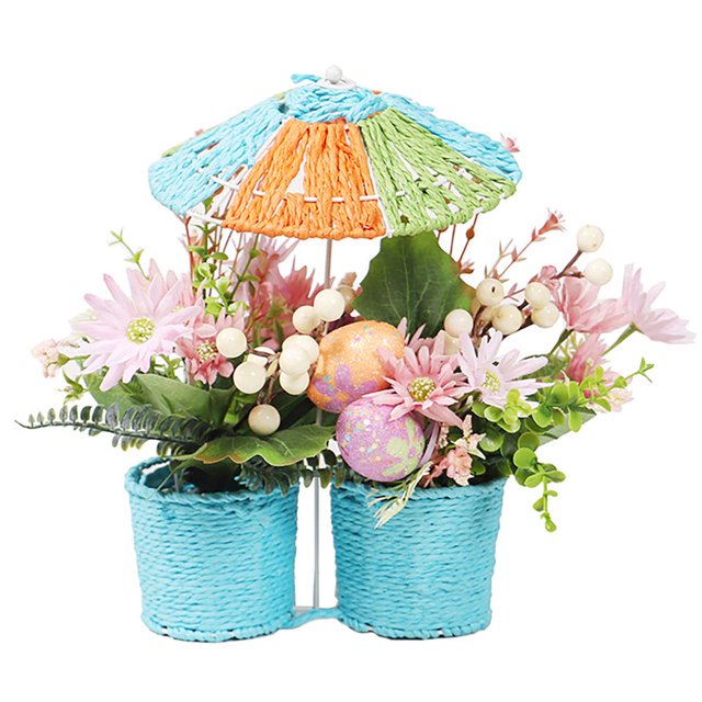 Yellow Egg Tree Easter Simulation Flower Egg Ornament/Wire Silk Cloth Plastic Home Decoration