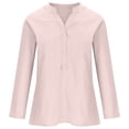 thumbnail image 4 of Penkiiy Tunique Oversize pour Femme Blouse à Manches Longues Décontractée Midi T-Shirt en Coton et Lin Hauts Confortable Grande Taille Chemise Asymétrique L Rose, 4 of 6