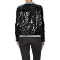 thumbnail image 2 of Womens Sequin Long Sleeve Front Zip Jacket with Ribbed Cuffs, 2 of 5