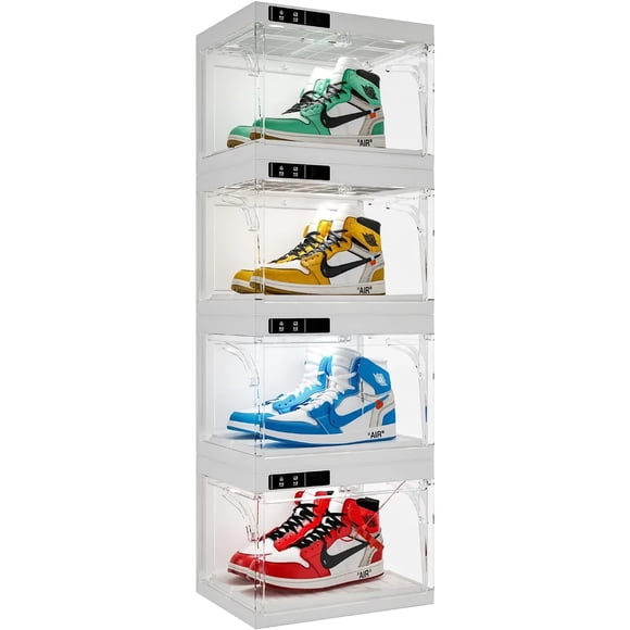 Boîte à Chaussures ANTBOX à Commande Intelligente, Présentoir Empilable pour Espadrilles avec Lumières DEL, Ouverture Automatique (Lot de 4) - AT-B01