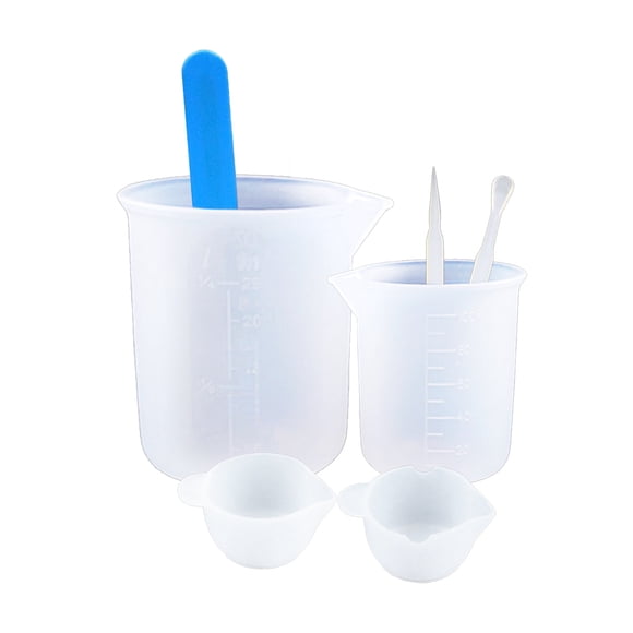 Trousse d'Outils de Tasse à Mesurer en Silicone DIY 100 et 250 ml, Tasses à Mesurer avec Bâtonnets de Mélange et Cuillères pour Moules de Mélange de Résine Époxy, Fabrication de Bijoux, Convient aux Adultes Débutants