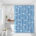 thumbnail image 4 of Doublure de Rideau de Douche Motif Poisson Hameçons Imperméables Bleu, 4 of 6