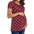 thumbnail image 2 of Jchiup Hauts de Maternité pour Femmes Fronces Latérales Chemise à Col Rond, 2 of 4