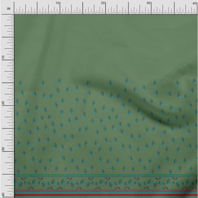 Soimoi Poly Georgette Fabric Stripe,Leaves & Berries Panel Print Sewing Fabric Yard 52 Inch Wide