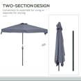 thumbnail image 4 of Outsunny 7.5ft Half Umbrella Patio Parasol Sun Shade, Crank Handle, Grey, 4 of 10