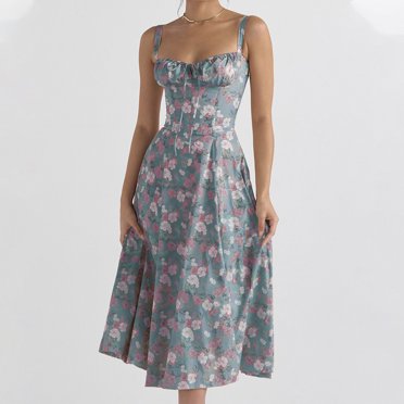 Mefallenssiah Robe Débardeur Sans Manches à Fente, Taille Mi-Haute, Imprimée, pour Femme