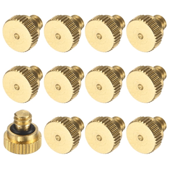 Uxcell 12-Pack Brass Misting Nozzle Plugs, Heavy Duty 10/24 UNC Screw Thread Mister Nozzle Plugs [Gold Tone]