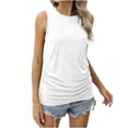 thumbnail image 1 of Yuyuzo Tank Tops for Women Sleeveless Crewneck Shirts Solid Color Ruched T Shirts Basic Summer Top, 1 of 7