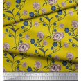 thumbnail image 3 of Soimoi Tissu en Voile de Coton Feuilles & Roses Imprimé Floral 1 Yard 42 Pouces de Large, 3 of 3