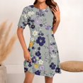 thumbnail image 1 of Ovzne Robes pour Femmes Robe Femme Mode pour Femmes Robe à Col Rond à Manches Courtes Imprimée Robe Chandail Robe de Vacances à Manches Courtes Liquidation, 1 of 5