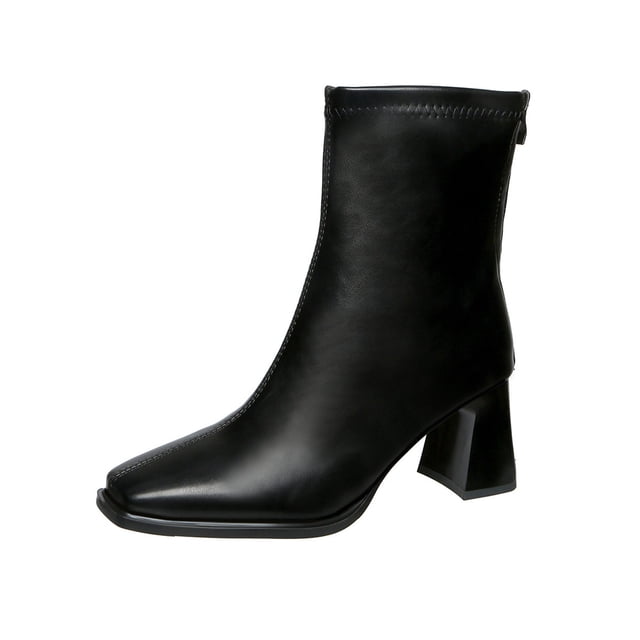 Birdeem Women's Winter Boots, Casual Comfortable, Solid Color, Square Toe, Rear Zipper, High Heel Ankle Boots, Women's Winter Boots, Women's Boots Ankle