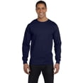 thumbnail image 2 of Hanes Men's Long Sleeve Beefy-T T-Shirts, Navy, Medium, 2 of 6