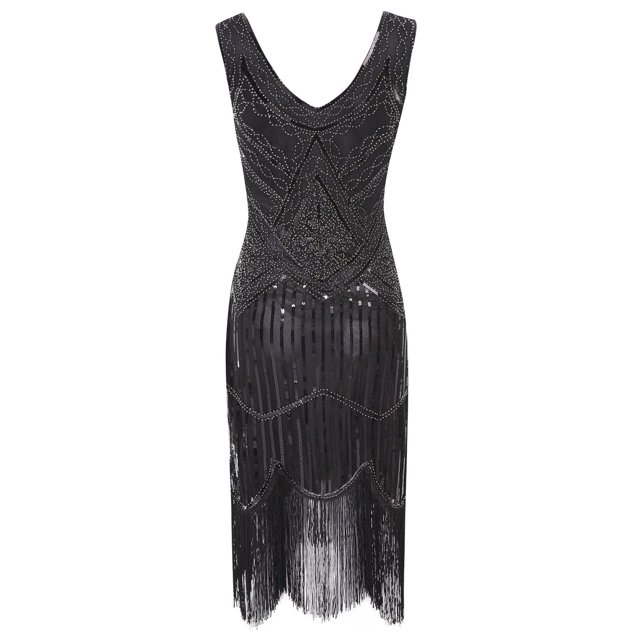 Robe Vintage Grande Taille des Années 1920 à Franges, Superbe Soirée, Cocktail