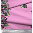 thumbnail image 2 of Soimoi Poly Georgette Fabric Leaves & Floral Block Print Sewing Fabric Yard 42 Inch Wide, 2 of 3